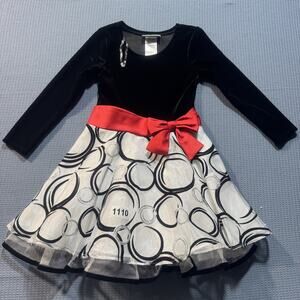 Bonnie Jean Black & White Girls Dress Sz M Pre-Owned Excellent